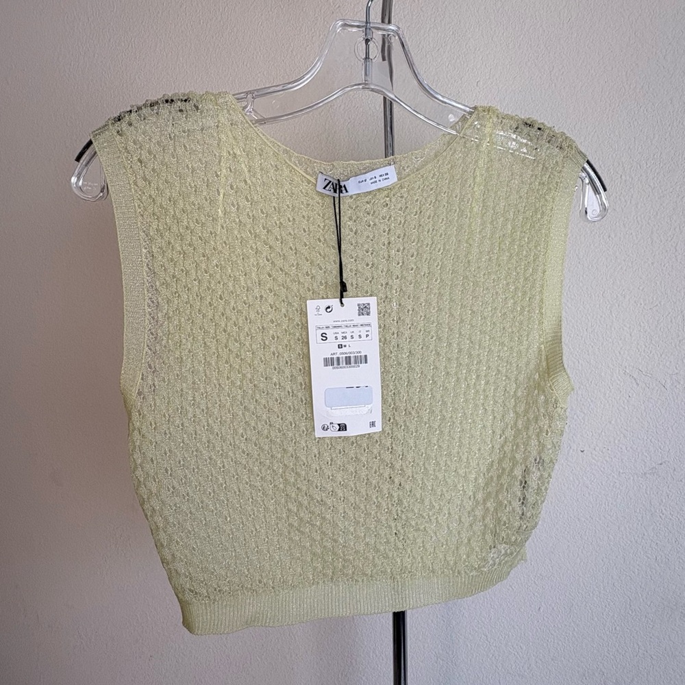 Zara Women’s Yellow Sz. S Sheer Texture Knit Top